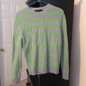 Men’s express green and grey striped sweater